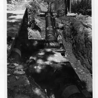 View of installation of steam distribution system.