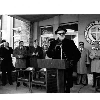 Donald I. MacLean, S.J., Thomas M. Foglietta, William Green and others at dedication of new wing of Drexel Library.