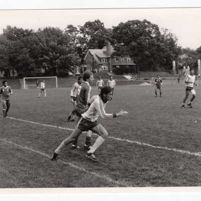 Men's soccer match on Finnesey Field.