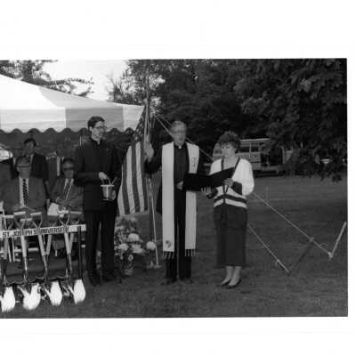 McShain Hall groundbreaking with Albert H. Jenemann, S.J. and others.