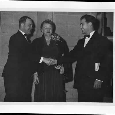Alumni association committee members for formal supper dance, January 31, 1953, including Robert Cranage, Mrs. Joseph C. Cox, Sr., and William F. Ariano.