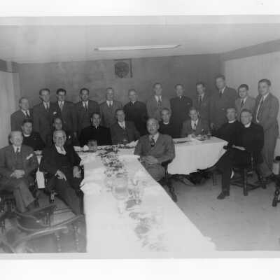 New York alumni reunion, November 17, 1948, including John J. Long, S.J., Joseph S. Hogan, S.J., Vachel Brown, S.J. and others.