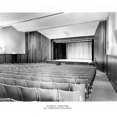 View of Bluett Theater, Villiger (later Post) Academy of Food Marketing.