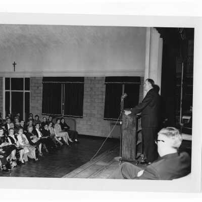 Senator Hubert Humphrey giving speech, April 15, 1962.