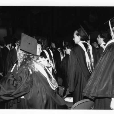 Various views of 1990 graduation/commencement in Convention Hall, Philadelphia Civic Center.