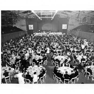 Dinner held at Field House for dedication of Villiger (later Post) Academy of Food Marketing with approximately five hundred people.