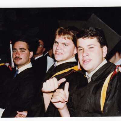 Various views of 1990 graduation/commencement in Convention Center, Philadelphia Civic Center.