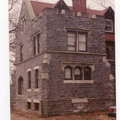 Exterior view of back of Wolfington Center (formerly Gest Estate, Neumann Hall).