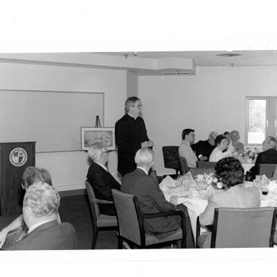 McShain Hall dedication luncheon with Nicholas S. Rashford, S.J. and others.