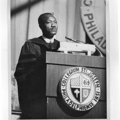 Francois Tombalbaye of the Republic of Chad addressing the convocation, October 26, 1970.