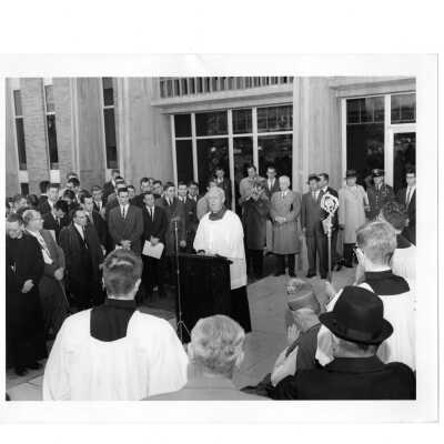 Bellarmine dedication with J. Joseph Bluett, S.J. and others.