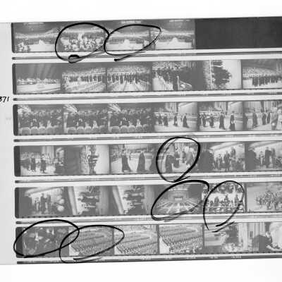 Views of 1971 graduation/commencement in Philadelphia Civic Center Convention Hall.