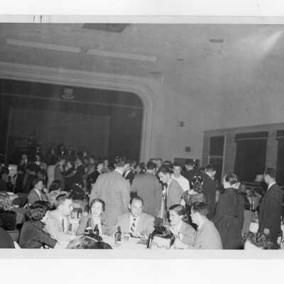 View of alumni association dance in Flanigan auditorium, c. 1957.