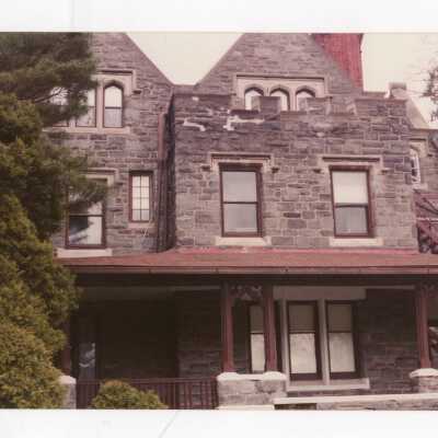 View of side porch of Wolfington Center (formerly Gest Estate, Neumann Hall).