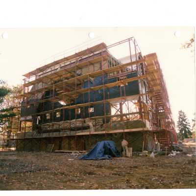 View of early construction of Chapel of Saint Joseph.