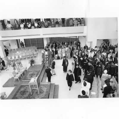 Faculty members processing to Chapel for convocation, October 6, 1994.