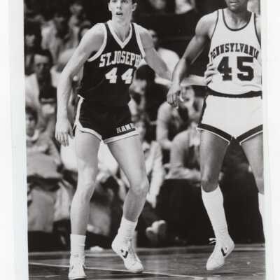 Men's Basketball player Bob Lojewski in game against U. of Pennsylvania
