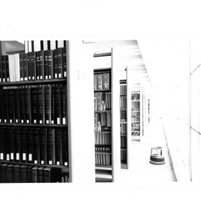 View of second floor stacks in Drexel Library.