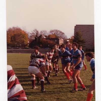 Men's rugby match on Finnesey Field.
