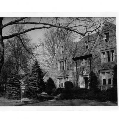 View of front of Regis Hall.