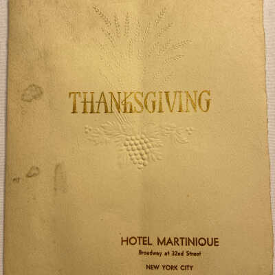 1946 Thanksgiving Menu