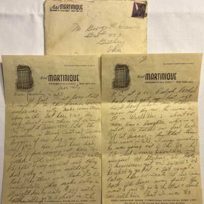 1944 Letters: Guthrie Oklahoma to the Hotel Martinique
