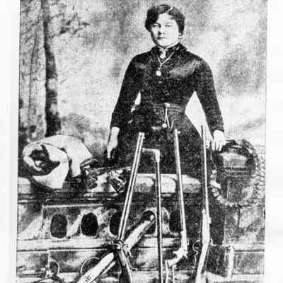 93.1H.74 James, Zerelda with Jesse's guns, c. 1882: Copyright: 93.1H.74 James, Zerelda with Jesse's guns, c. 1882