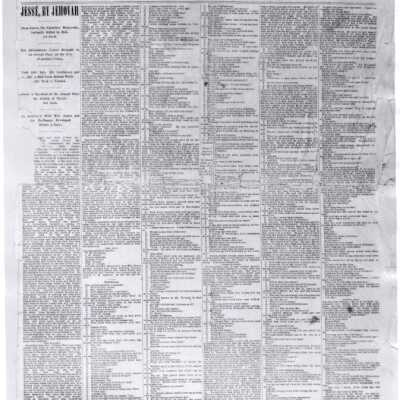 93.1H.86 James, Jesse Death in Daily Gazette, pg. 1, April 5, 1882: Copyright: 93.1H.86 James, Jesse Death in Daily Gazette, pg. 1, April 5, 1882