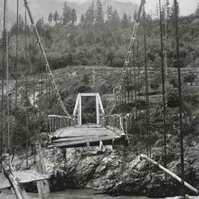 Alexandra Bridge Washout from 1894 flood, 1912. Photograph by Noble Smith, Canadian Northern Pacific Railway, now CNR