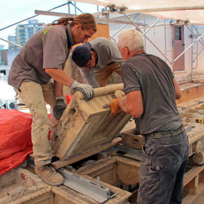 The UCBC Terracotta Restoration Project, No. 11. Work in Progress: Replacement terracottas, Club roof
