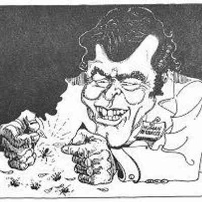 The cartoon that was sued. 1984. A Collection of Politcal Cartoons. 1984.: Cartoon depicting the then B.C. human resources minister Bill Vander Zalm by Bob Bierman, 1978. From Encyclopedia of Canadian Animation, Cartooning and Illustration. See Web Links