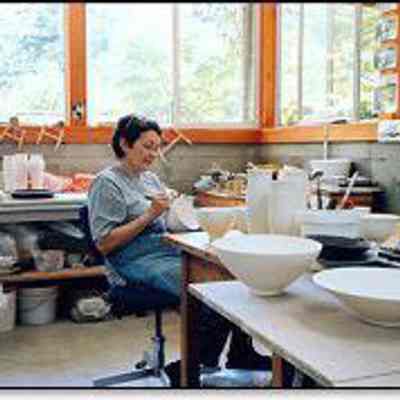 Judi Dyelle, ceramicist in her studio, n.d.: From Chosin Pottery: Judy Dyelle