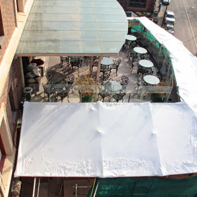 The UCBC Terracotta Restoration Project, No. 9. Work in Progress: Humboldt Street patio with covering