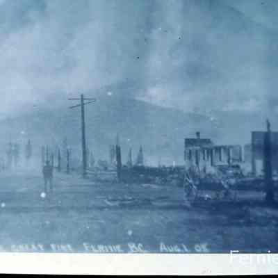 The Remains of Fernie, B.C. Fire, Aug. 1[19]08. Photograph by Joseph Frederick Spalding (1887-1958): From Fernie & District Historical Society (FMP 00930-04)
