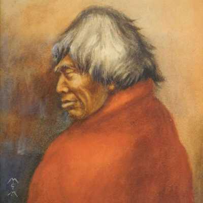 Coast Salish Man in a Red Blanket