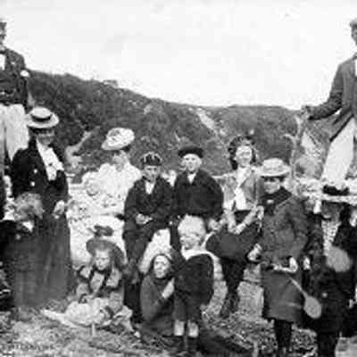 The Boggs and Elworthy families on the beach at Dallas Road, ca. 1900. Photograph by Frederick B. Elsworthy (1854-1927): From City of Victoria Archives (PR-0031-M07886)