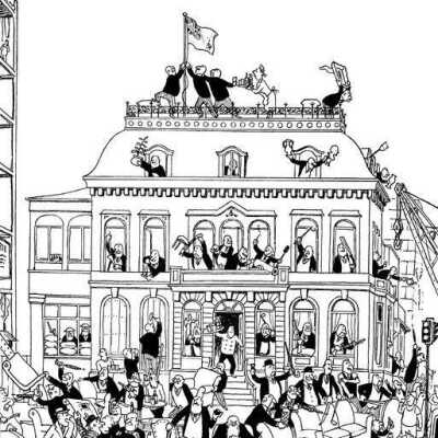 The last stand of the St. James's Club. Political cartoon from The Montréaler magazine