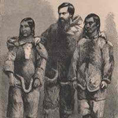 Illustration showing Inuit wife and husband team of Taqulittuq (translator) and Ipiivik (guide and hunter) who supported Charles Hall in his search for Franklin expedition survivors. From "Life with the Esquimaux, a Narrative of Arctic Experience...by Captain Charles Francis Hall...May 29, 1860, to September 13, 1862..., published 1865