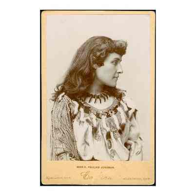 Miss E. Pauline Johnson [Tekahionwake], ca. 1895. Photograph by Co...an, Hamilton and Brantford, Ontario.: From Library and Archives Canada (C-085125)