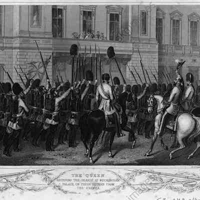 The Queen Receiving the Guards at Buckingham Palace on their Return from The Crimea