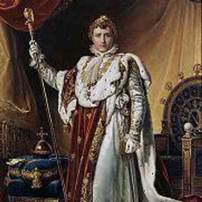 Portrait of Emperor Napoléon in his coronation robes, ca. 1805, oil painting by François Gérard (1770-1837): Musée national du Château de Fontainebleau, France