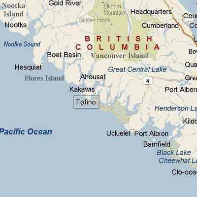 Map of central Vancouver Island, B.C. showing location of Tofino, n.d.: From TourismTofino.com