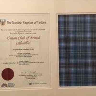 The Scottish Register of Tartans Certificate of Registration - The Union Club of British Columbia Tartan
