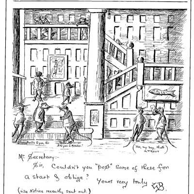 Members who have paid no dues or board bills & who use the Club after 1:30 a.m. Cartoon related to UCBC rat infestation in Douglas Street Clubhouse