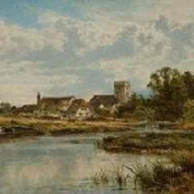 Goring Church on the Thames, 1898, oil painting by Benjamin Williams Leader RA (1831-1923): Manchester Art Gallery