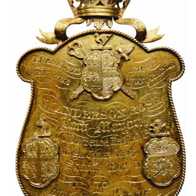 Remembrancer’s Badge; silver gilt; presented to Edward Tyrrell by Lord Mayor & Sheriffs 1862-3