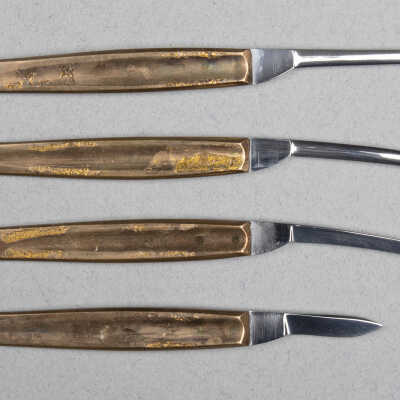 Surgical scalpel and three bistouries