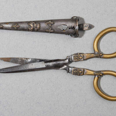 Scissors in decorated case