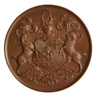 Haberdashers Company bronze medal presented to Prince Arthur on his admission to the Livery