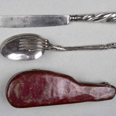 Knife fork spoon and toothpick in case